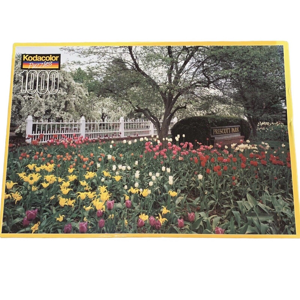 Kodacolor 1000 piece Jigsaw Puzzle NEW Sealed Prescott Park Flowers Fence Tree